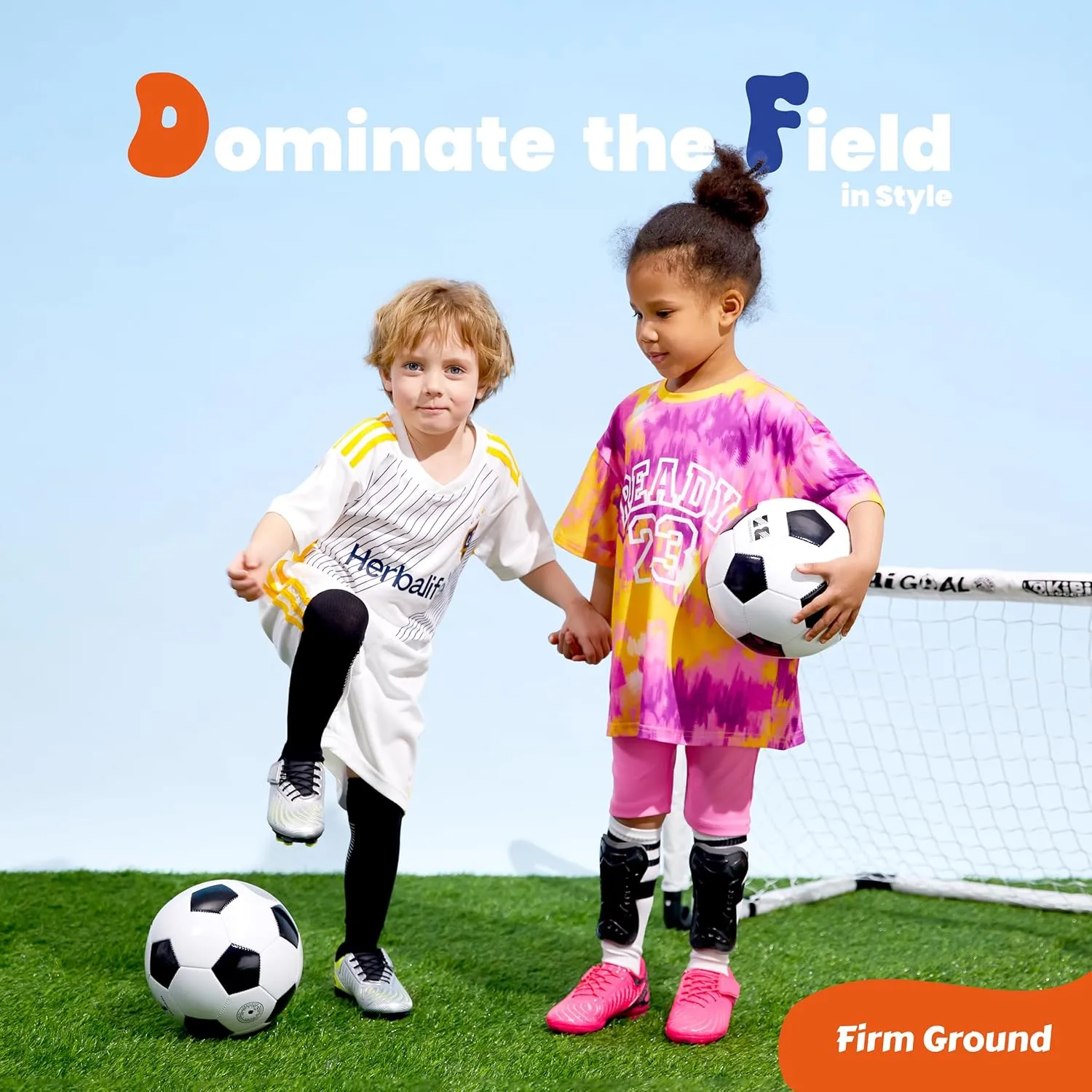 PATPAT Kids Soccer Cleats  Outdoor Firm Ground and Turf Football Training Shoes for Little Big Boys and Girls, Sizes 10-6