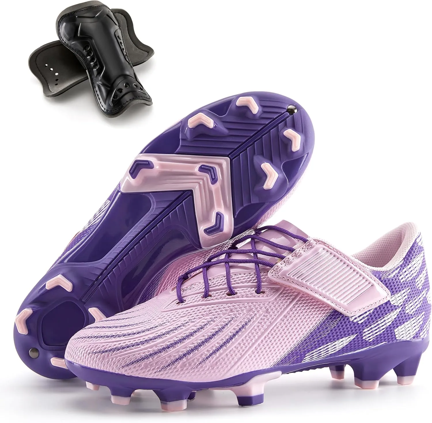 PATPAT Kids Soccer Cleats  Outdoor Firm Ground and Turf Football Training Shoes for Little Big Boys and Girls, Sizes 10-6