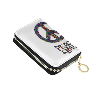 Peace Sign Love Finger Credit Card Coin wallet, RFID Blocking Compact Women Leather Card Holder, Key Change Organizer, Zipper Purse Clutch Pouch Pocket