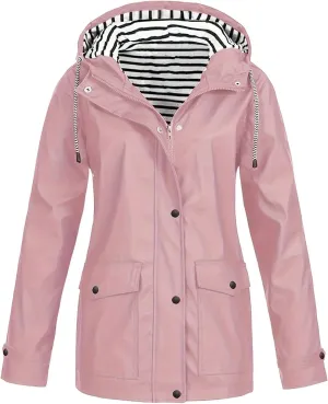 Rain Coat for Women Waterproof with Hood Lightweight Women's Rain Jacket Outdoor Trench Windbreaker Long Raincoats