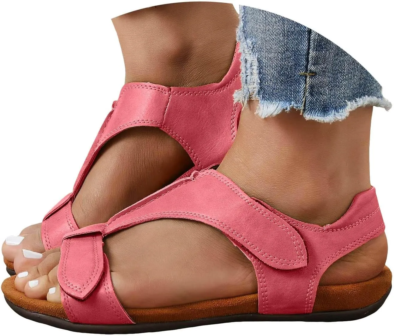Sandals for Women 2024 Orthopedic Flat Arch Massage Summer Walking Beach Shoes Dressy Arch Support Flat Slip on Sandals