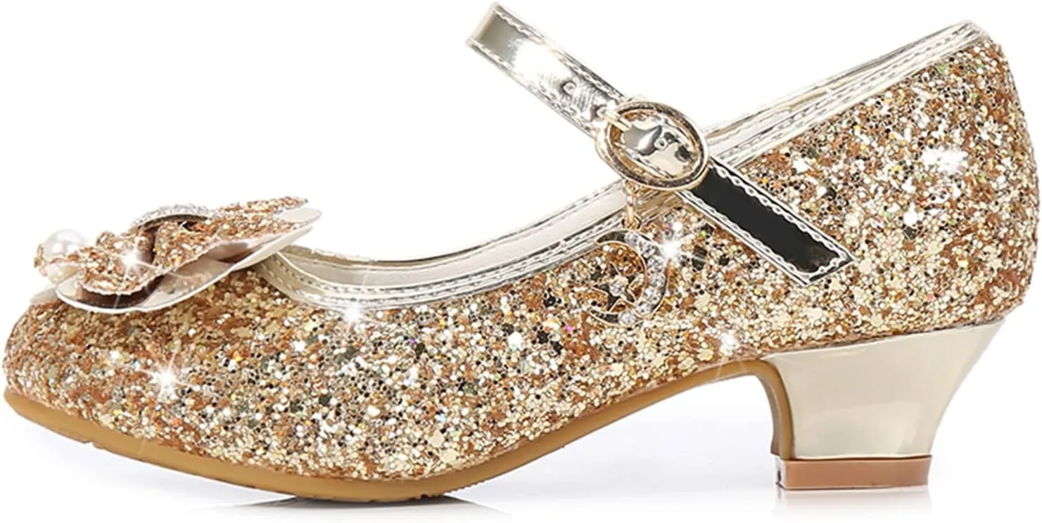 Shoes for Girls,Toddler Girl Glitter Sequins Princess Shoes Low Heels Party Dress Dance Shoes Rhinestone Sandals Shoes