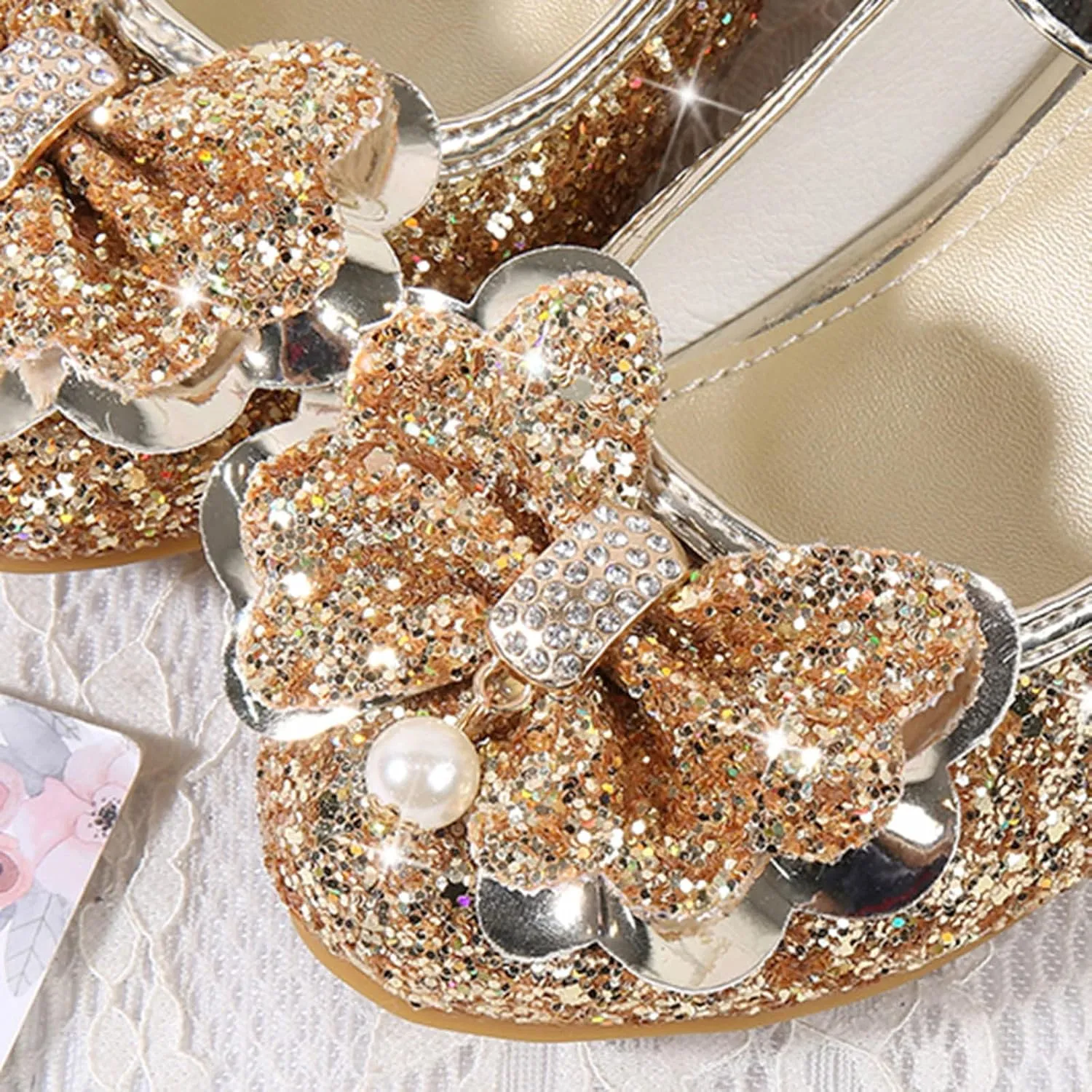 Shoes for Girls,Toddler Girl Glitter Sequins Princess Shoes Low Heels Party Dress Dance Shoes Rhinestone Sandals Shoes