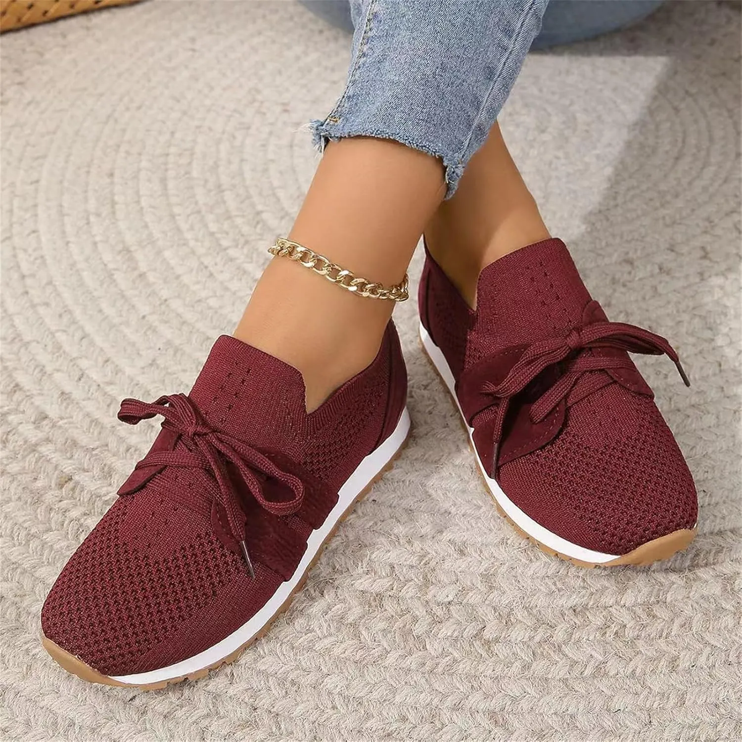 Slip On Sneakers Women Arch Support Walking Running Shoes Breathable Lightweight Athletic Gym Workout Tennis Shoes