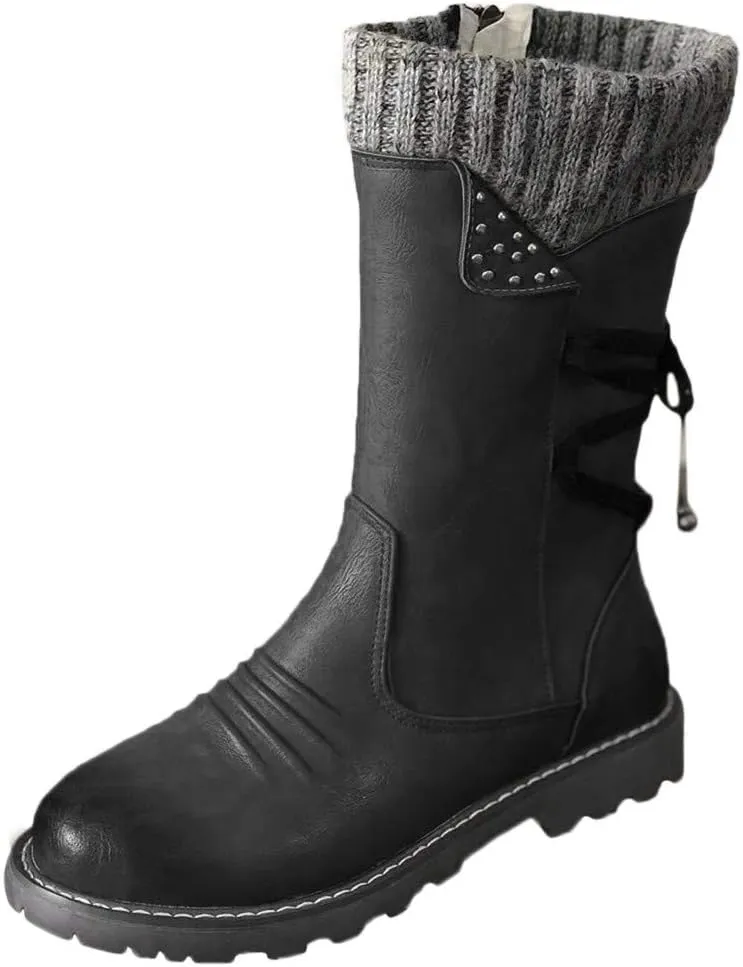 Slip on Snow Boots for Women Waterproof Insulated Ankle Snow Boots Women Slip ons Womens Slip on Winter Boots Ankle Womens Snow Shoes for Snowshoeing Womens Tall Leather Waterproof Boots
