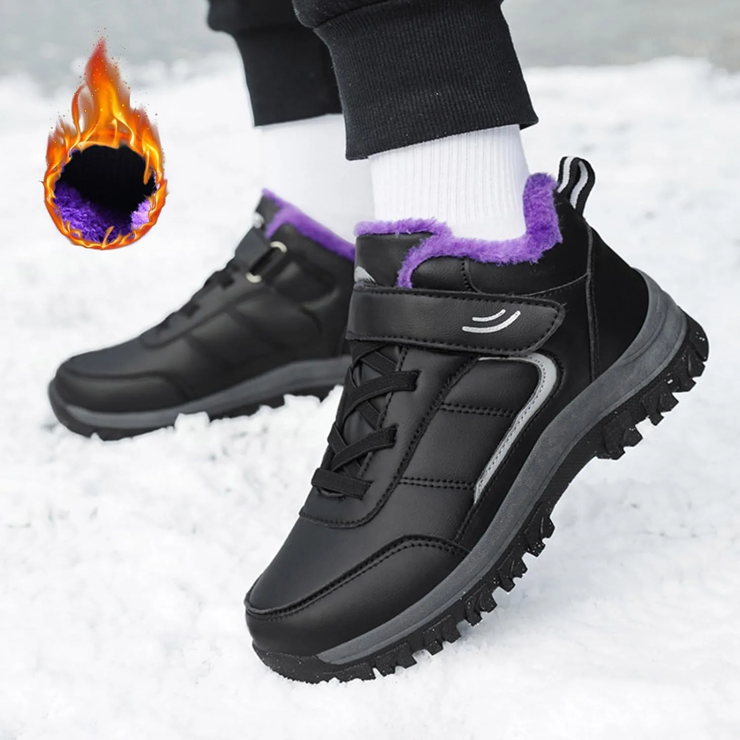 Snow Boots for Women Waterproof Winter Boots Lace Up Non Slip Fur Lined Booties Winter Casual Slip on Ankle Boots Comfortable Winter Shoes Trekking Hiking Boots
