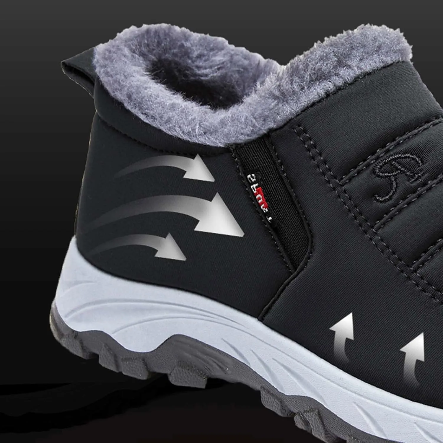 Snow Boots Men Warm Faux Furry Lined Footwear Waterproof Outdoor Lightweight Winter Boots Slip on Ankle Booties Non-slip Climbing Shoes Hiking Boots