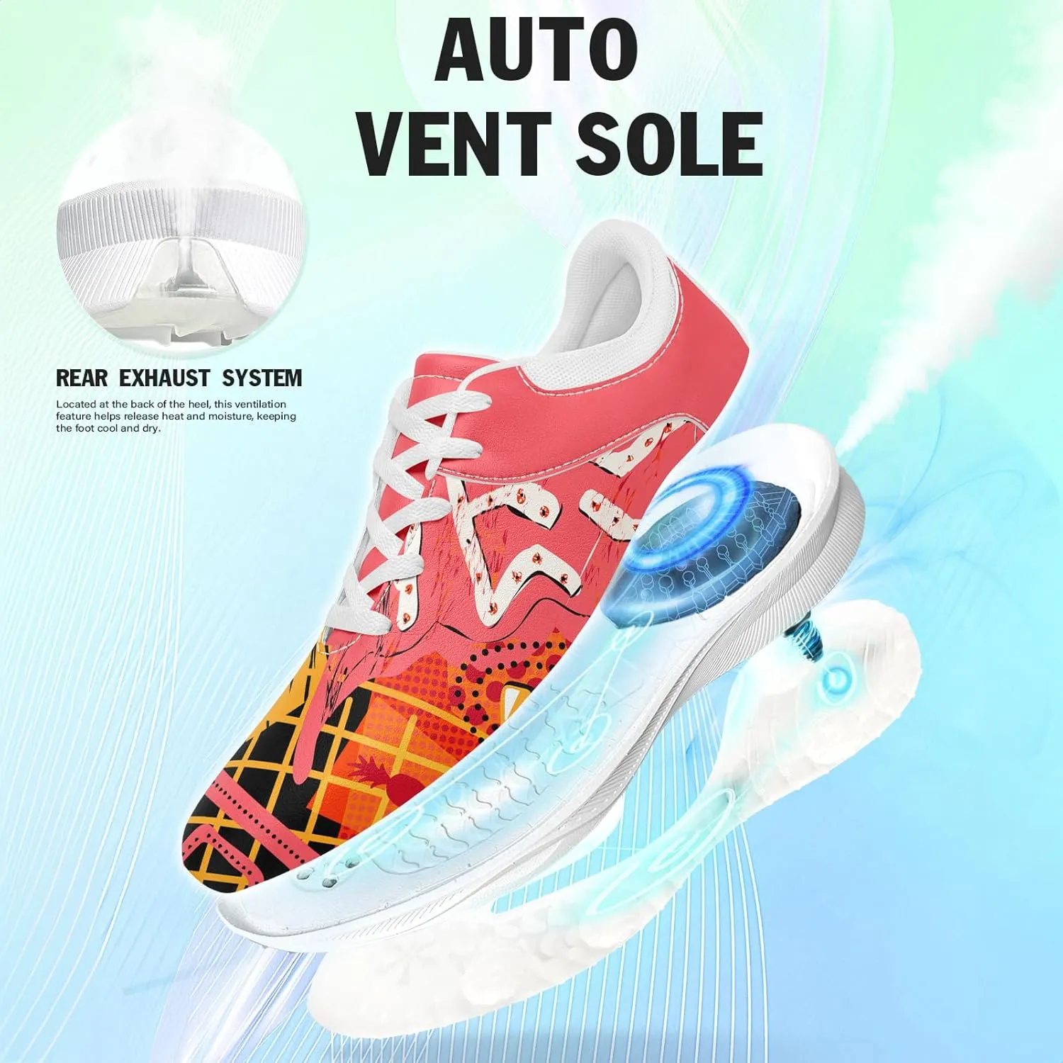 Spikeless Golf Shoes for Men, Women's Breathable Abstract Art Non-Slip Sports Walking Shoes with Air-Outer Golf Sneakers