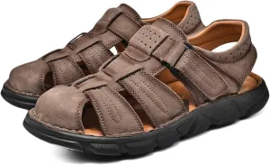Sports Outdoor Sandals Summer Men's Beach Shoes Closed Toe Sandals Leather Casual Trekking Walking Hiking Sandals for Men