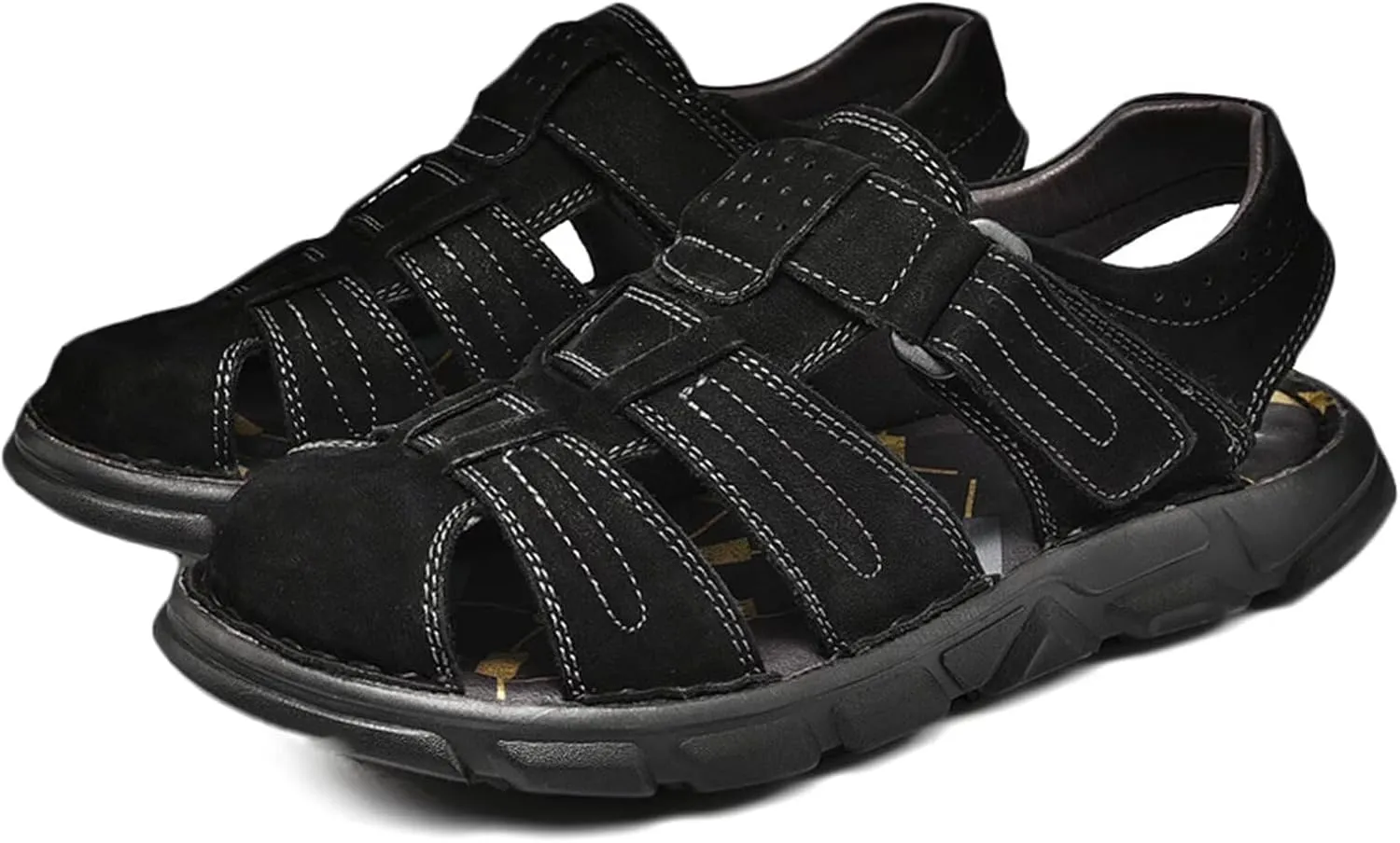 Sports Outdoor Sandals Summer Men's Beach Shoes Closed Toe Sandals Leather Casual Trekking Walking Hiking Sandals for Men