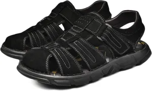 Sports Outdoor Sandals Summer Men's Beach Shoes Closed Toe Sandals Leather Casual Trekking Walking Hiking Sandals for Men