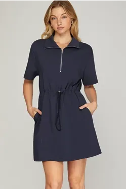 Stretch-cotton Poly Dress in Olive