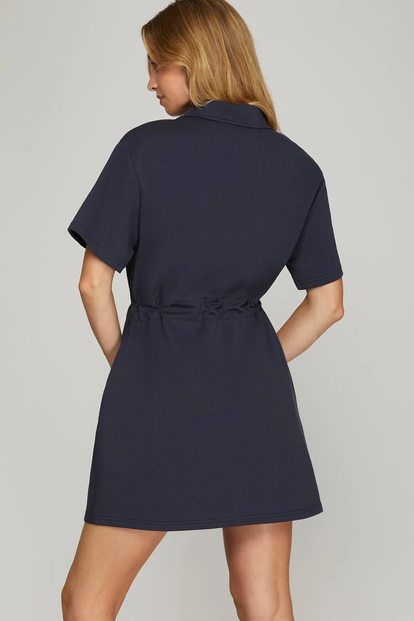 Stretch-cotton Poly Dress in Olive