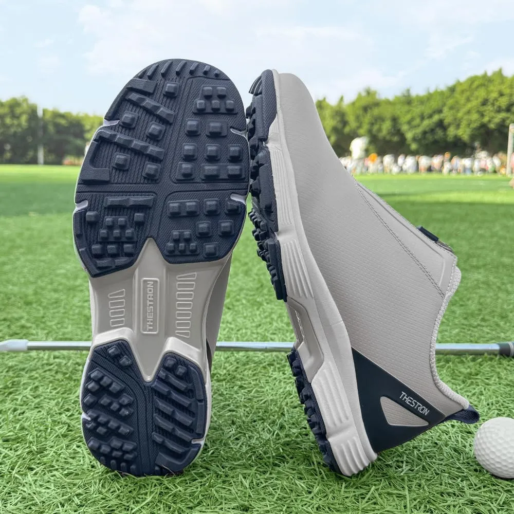 THESTRON Men Waterproof Golf Shoes Zipper Golf Shoes Professional Spikeless Golf Sneakers Male Golf Sports Walking Shoes Comfortable Golf Footwears for Men