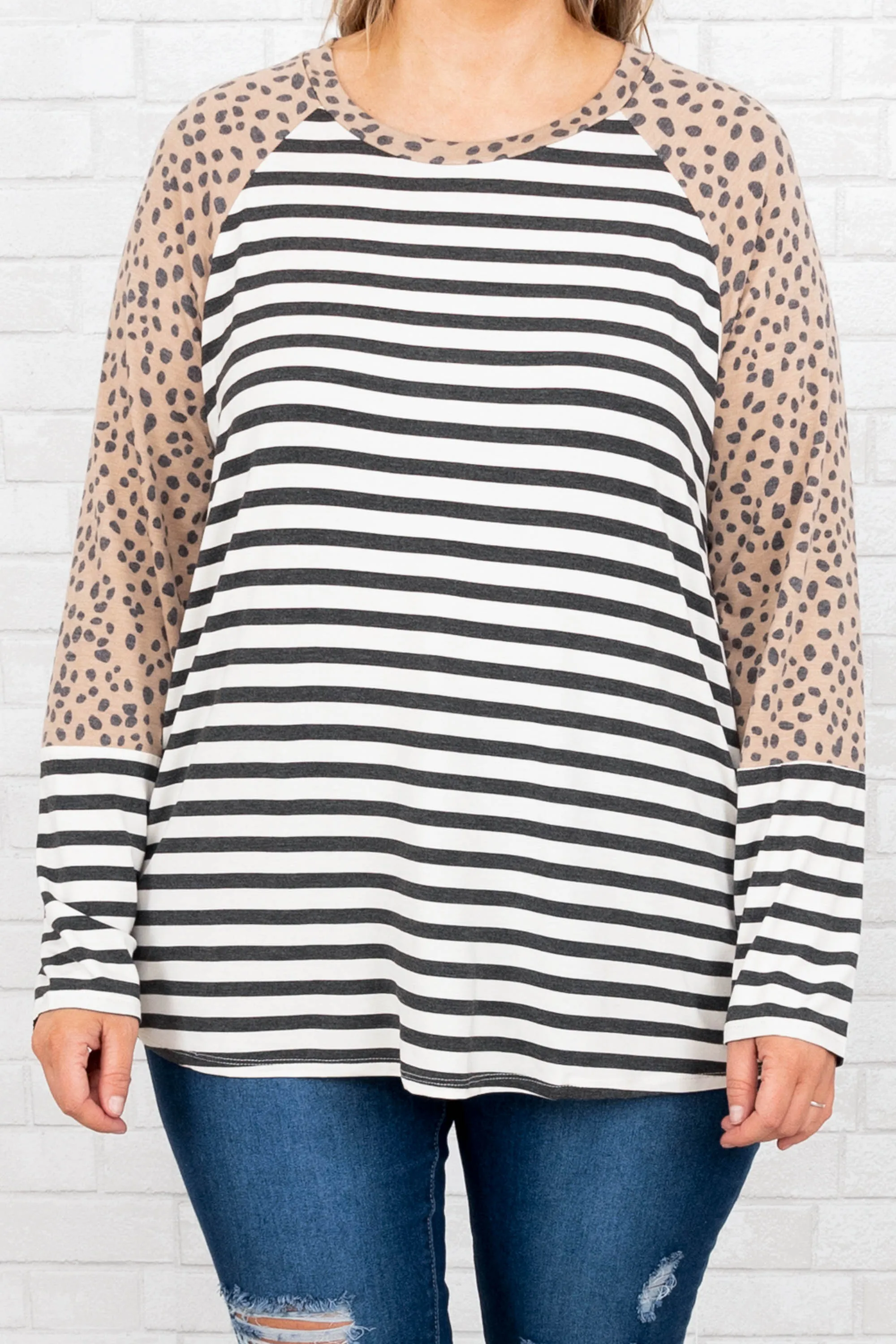 Two Of Me Top, Ivory-Charcoal