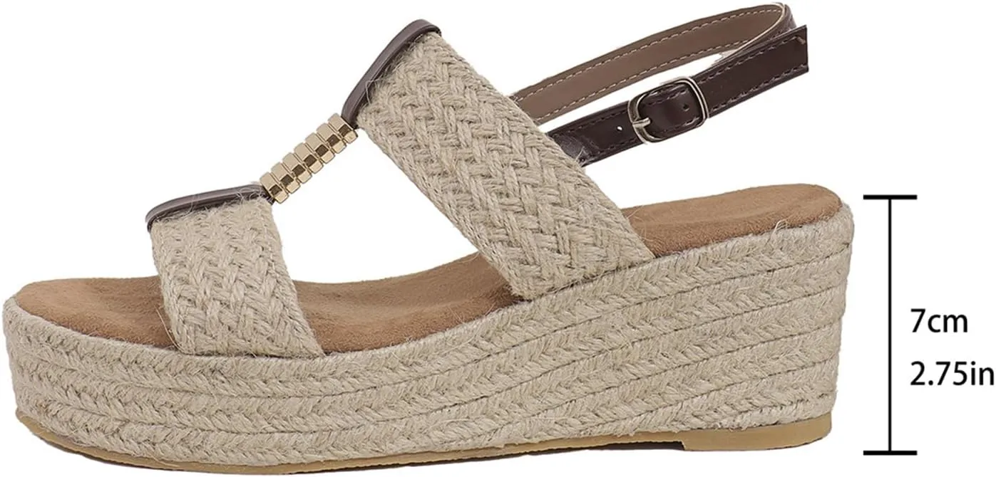 Wedge Sandals for Women, Womens Open Toe Espadrilles Platform Sandals Ankle Strap Casual Low Wedges Walking Sandals, Orthopedic Platform Sandals Casual Summer Dress Shoes