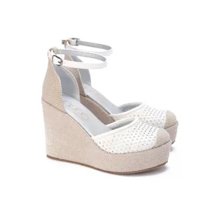 Wedge Strap Heels - White