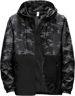 Windbreaker Jackets for Men Performance Waterproof Windproof Trench Rain Coats Fall Casual Loose Fit Sports Hoodies