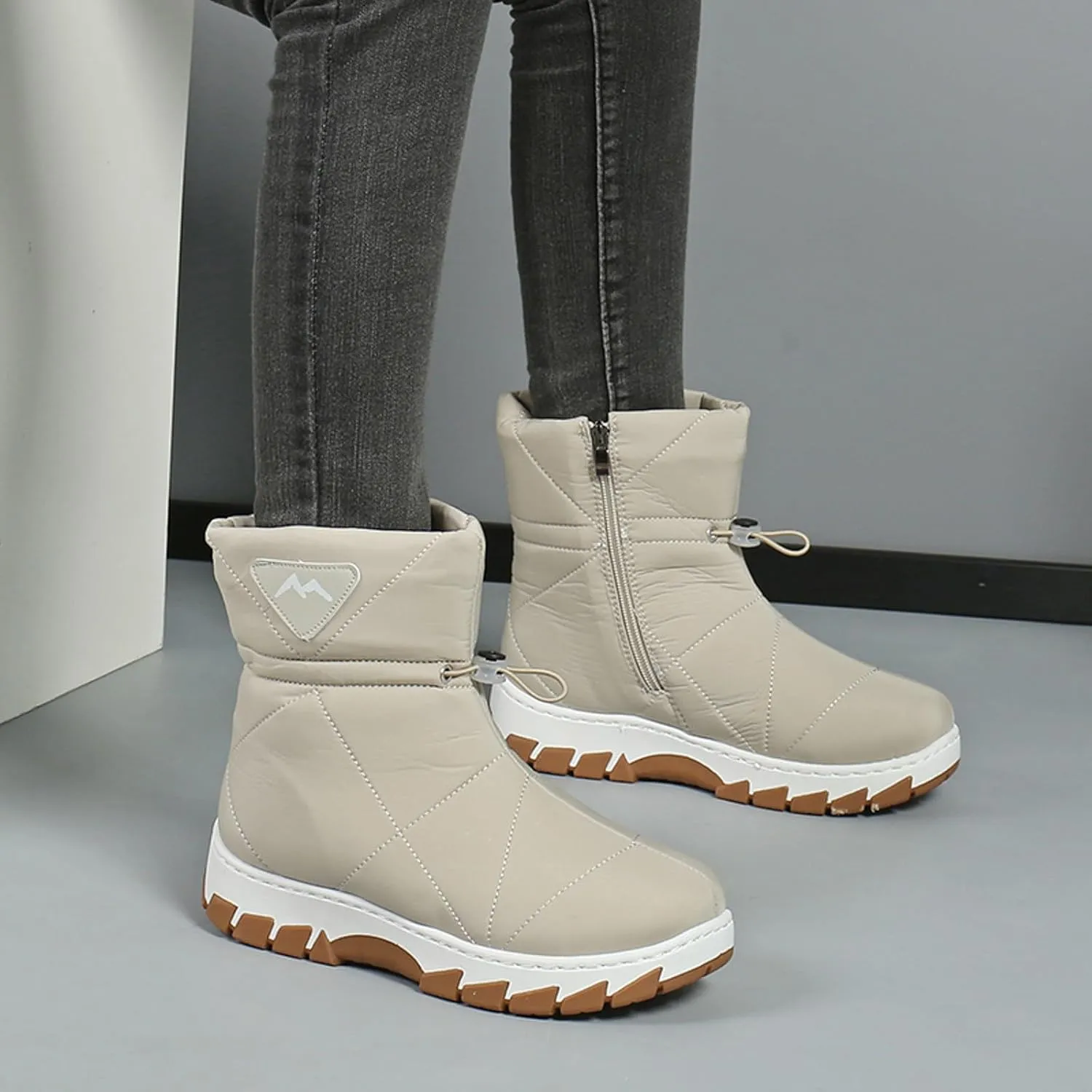 Winter Boots for Women Waterproof Insulated Fur Boots Platform Duck Shoes Outdoor Fur Lined Short Ankle Booties Work Boots