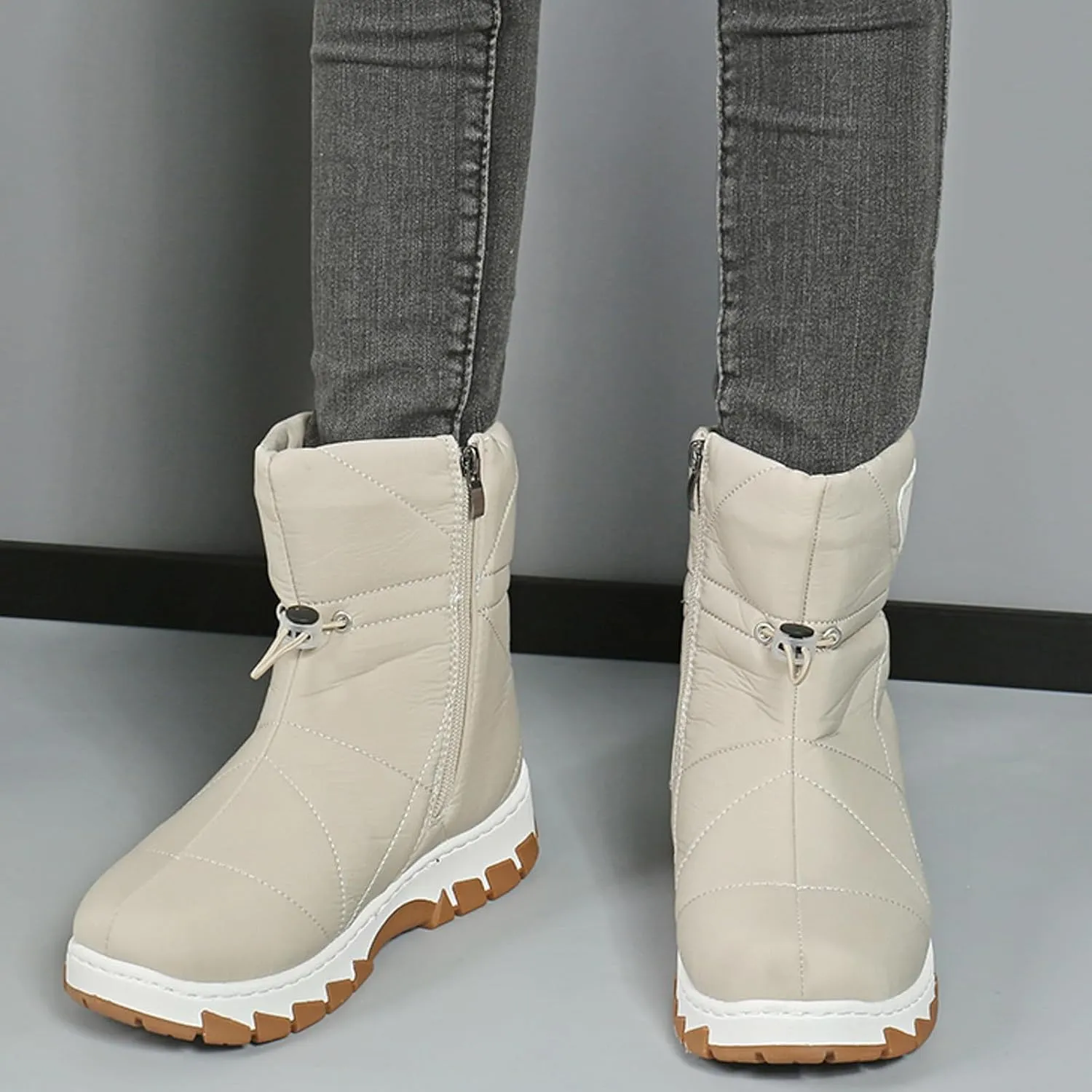Winter Boots for Women Waterproof Insulated Fur Boots Platform Duck Shoes Outdoor Fur Lined Short Ankle Booties Work Boots