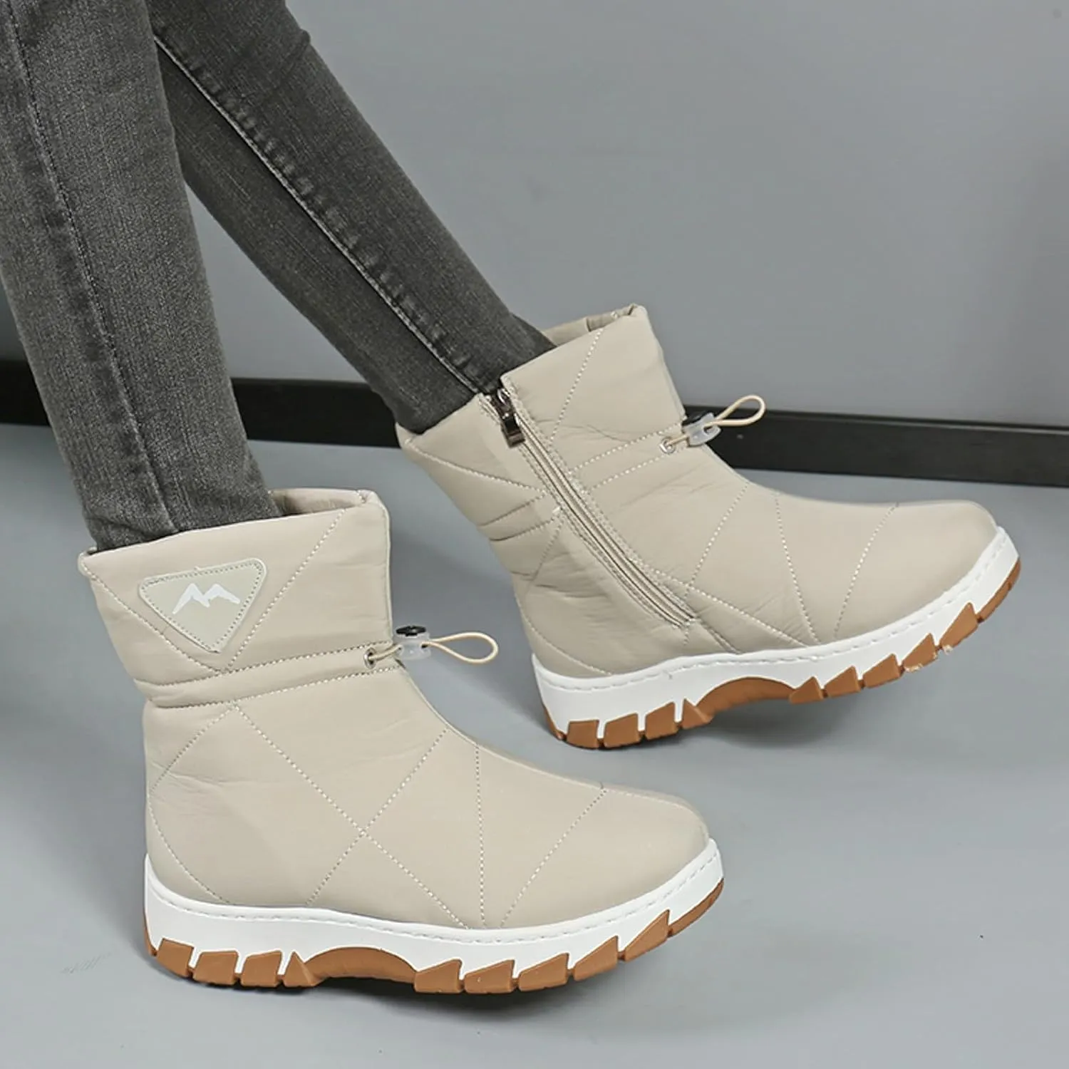 Winter Boots for Women Waterproof Insulated Fur Boots Platform Duck Shoes Outdoor Fur Lined Short Ankle Booties Work Boots