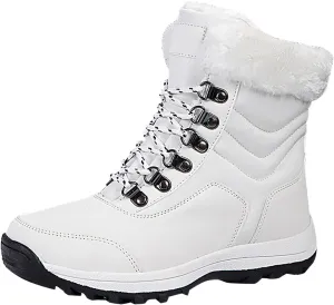 Winter Snow Boots for Women: Waterproof Fur Lined Ankle Booties - Warm Slip on Woman Shoes, Platform Boots for Women