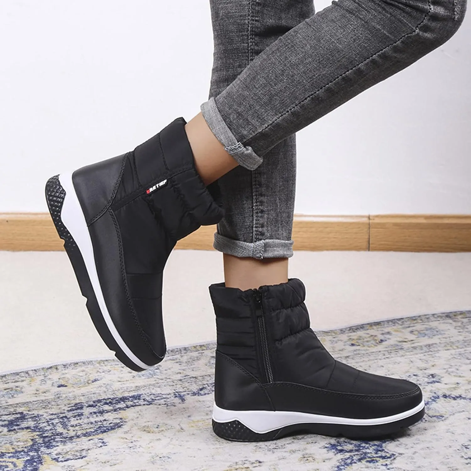 Womens Ankle Snow Boots Waterproof Wide 10 Womens Winter Duck Boots Waterproof with Zipper Womens Winter Snow Boots Size 8 Women Winter Boots Size 8w Botas Para Invierno Mujer