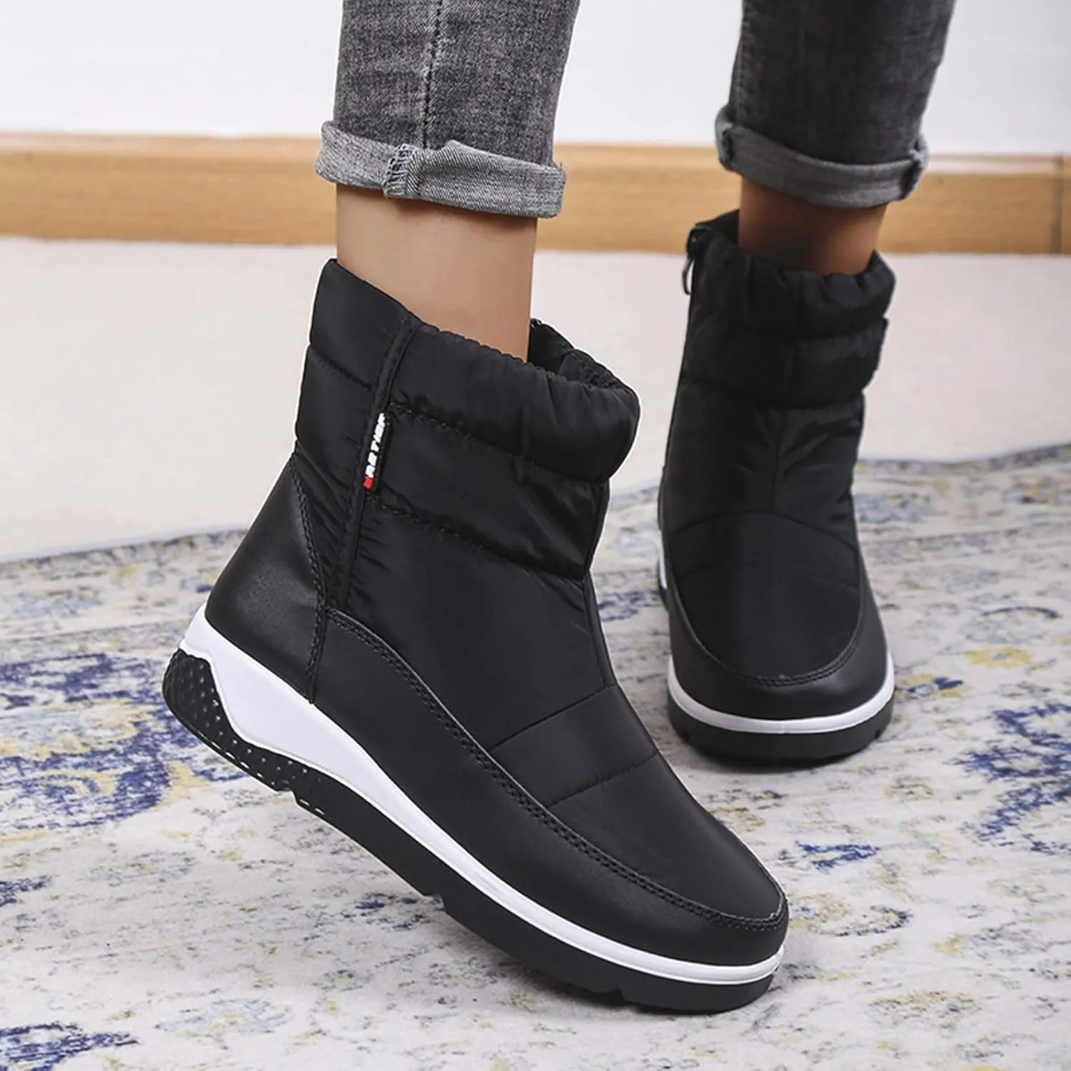 Womens Ankle Snow Boots Waterproof Wide 10 Womens Winter Duck Boots Waterproof with Zipper Womens Winter Snow Boots Size 8 Women Winter Boots Size 8w Botas Para Invierno Mujer