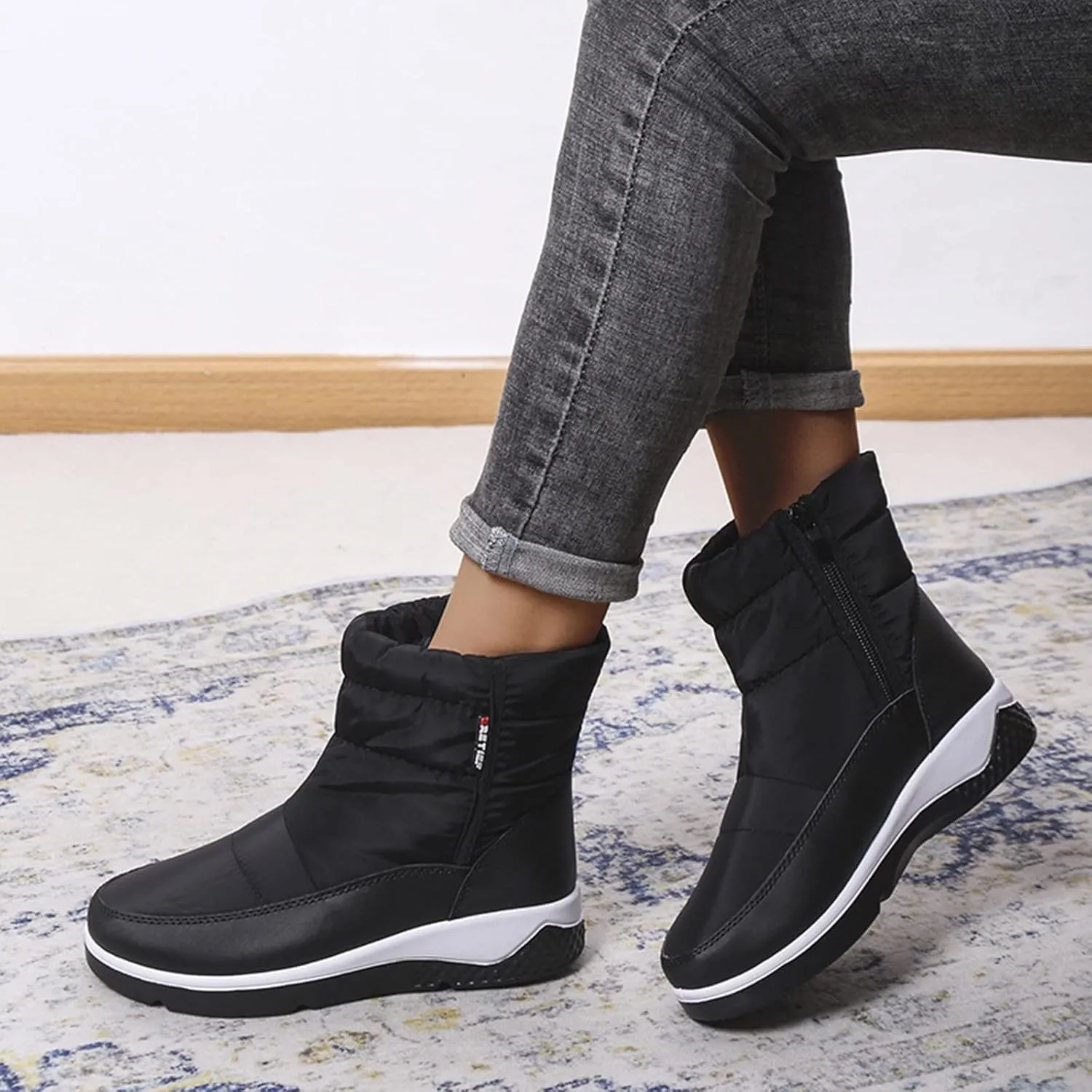 Womens Ankle Snow Boots Waterproof Wide 10 Womens Winter Duck Boots Waterproof with Zipper Womens Winter Snow Boots Size 8 Women Winter Boots Size 8w Botas Para Invierno Mujer