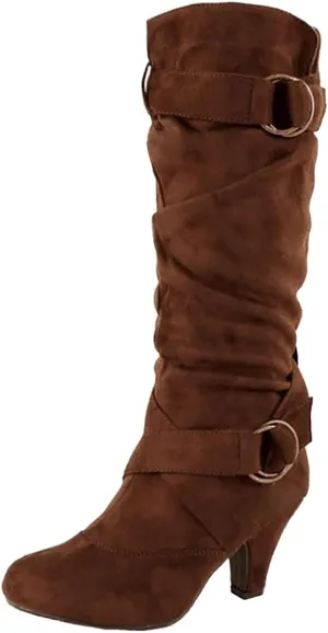 Womens Boots Fashion Thick Heel Round Toe Boots for Women Warm Flock Durable Soft Winter Boots for Women