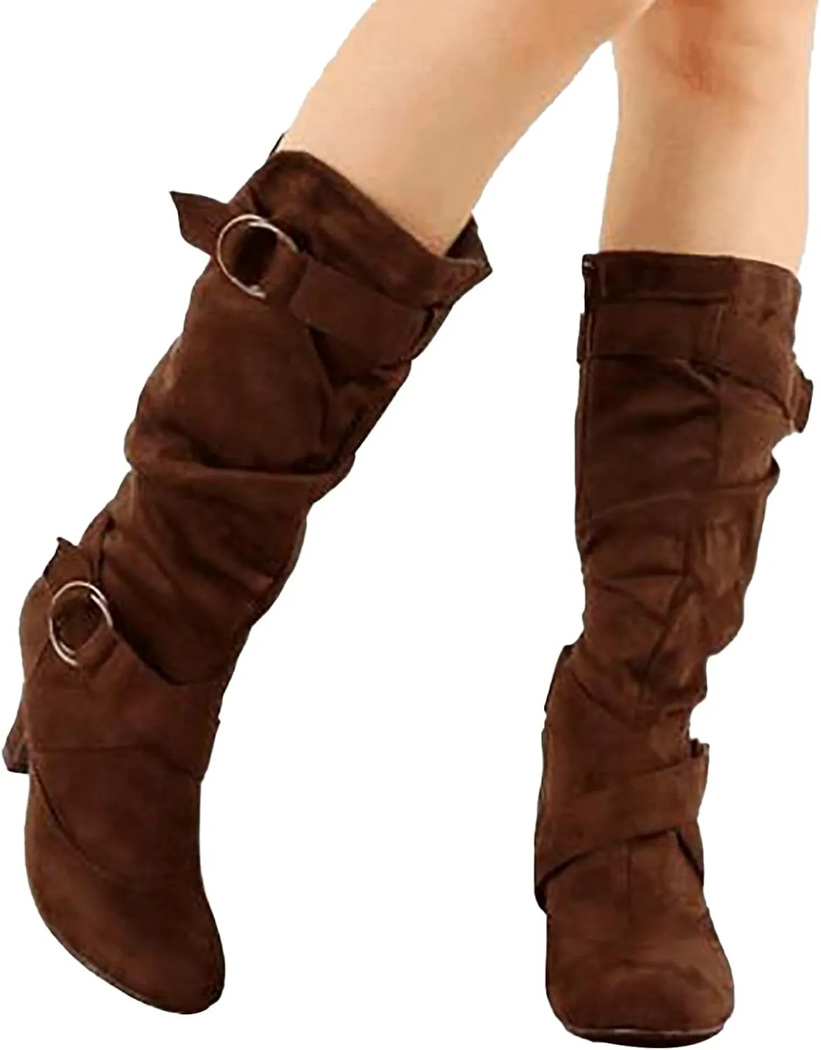Womens Boots Fashion Thick Heel Round Toe Boots for Women Warm Flock Durable Soft Winter Boots for Women