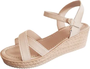 Women's Cork Wedge Perfect Chose Arch Support Sandals,Slip On Open Toe Casual Comfortable Orthopedic Slippers Non-Slip Breathable Outdoor Walking Sandals
