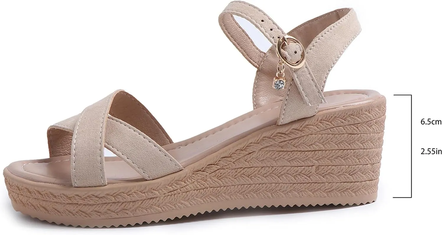 Women's Cork Wedge Perfect Chose Arch Support Sandals,Slip On Open Toe Casual Comfortable Orthopedic Slippers Non-Slip Breathable Outdoor Walking Sandals