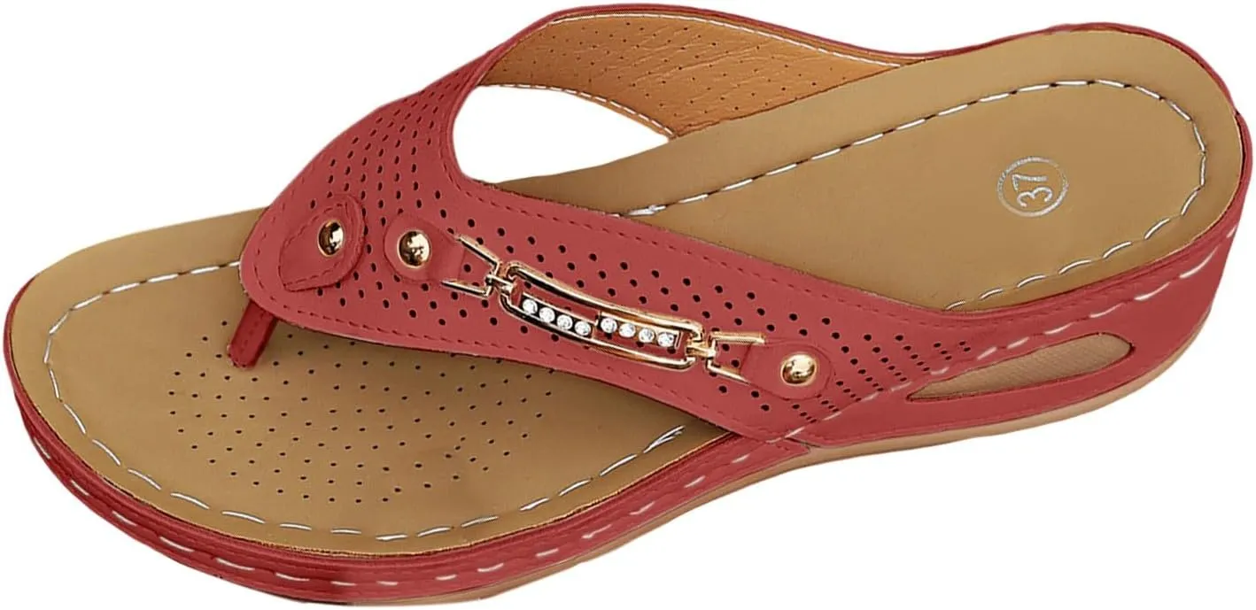 Women's Flat Sandals Orthopedic Sandals for Women, Women's Wide Width Flat Sandals with Arch Support Flip Flops