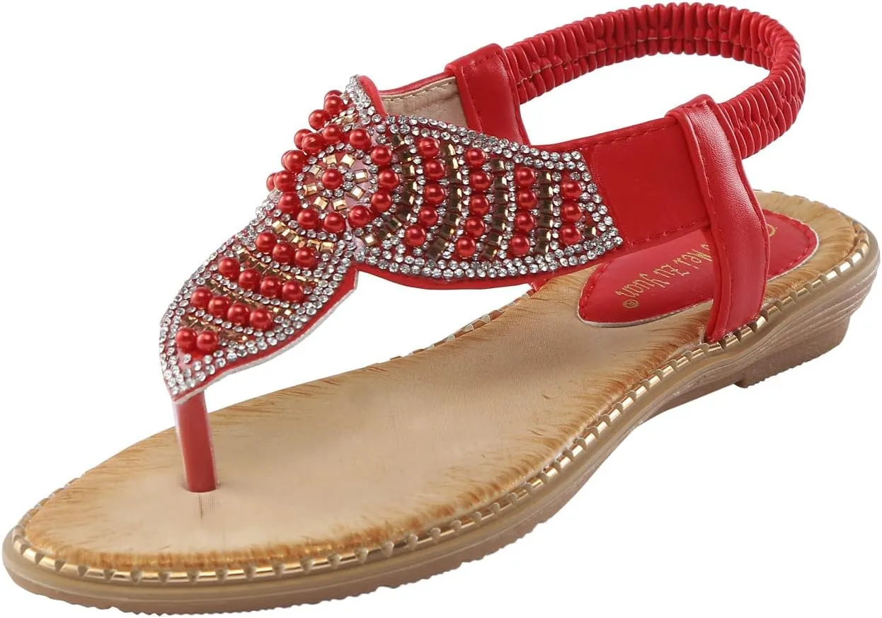 Women's Sandals Womens Flat Sandals Flat for Women for Women Dressy Black Arch Support Comfort Elastic Strap