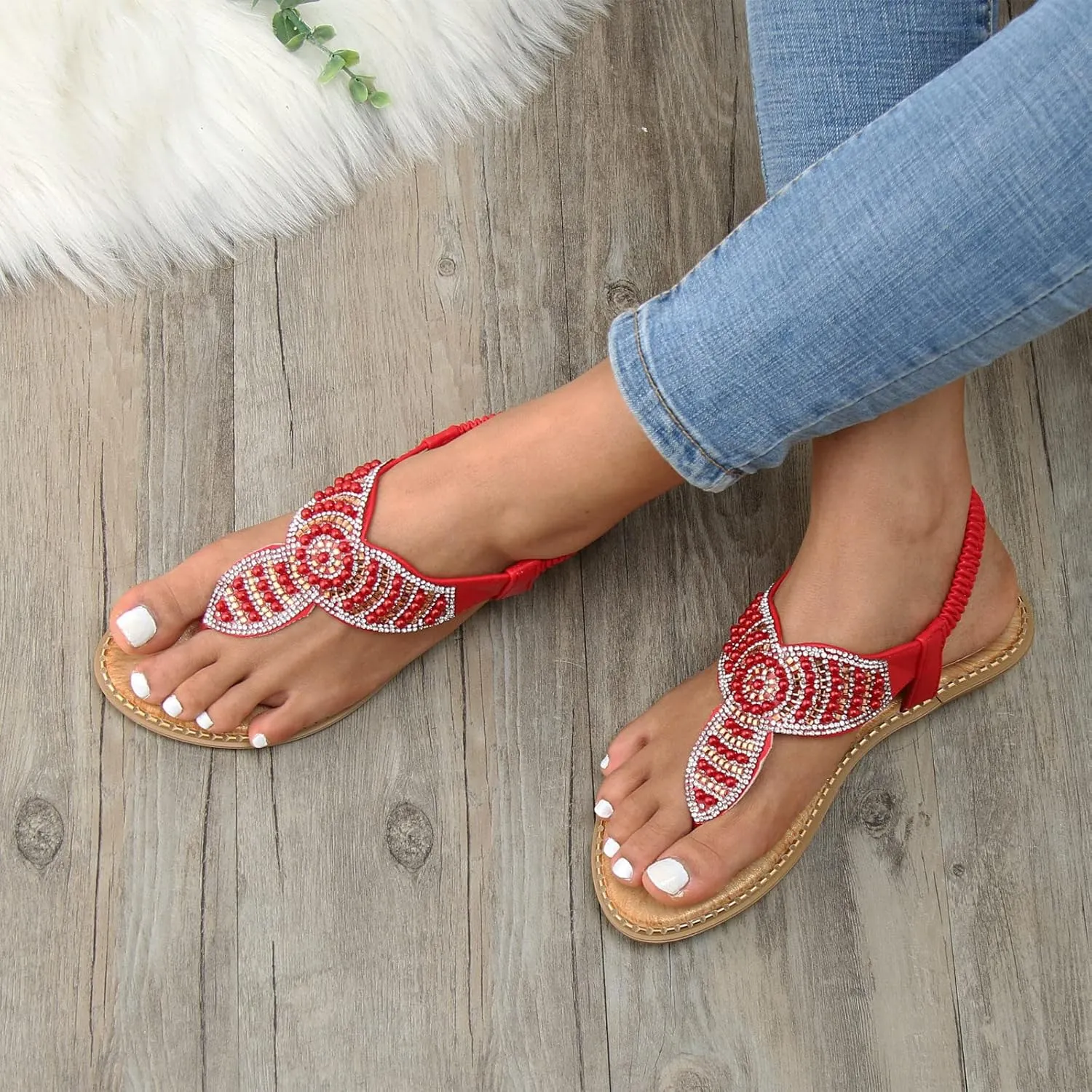 Women's Sandals Womens Flat Sandals Flat for Women for Women Dressy Black Arch Support Comfort Elastic Strap