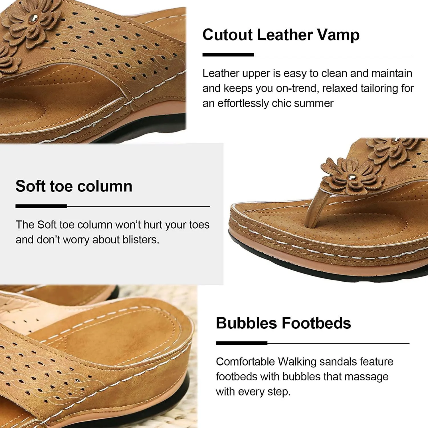 Women's Sandals Yoga Mat Walking Wedge Thong Sandals with Plantar Fasciitis Arch Support Orthopedic Sandals
