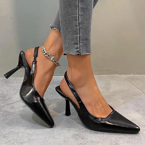 Women's Sexy Leopard Pointed Toe Stiletto Sandals 91124654S