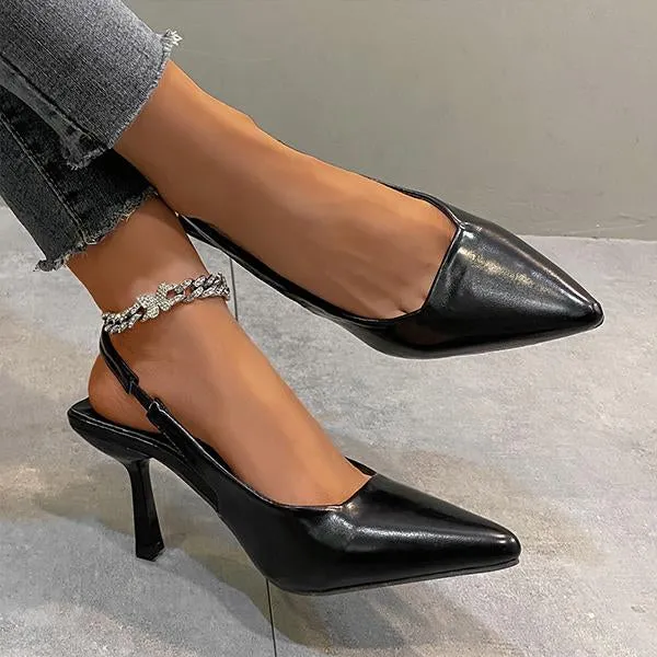 Women's Sexy Leopard Pointed Toe Stiletto Sandals 91124654S