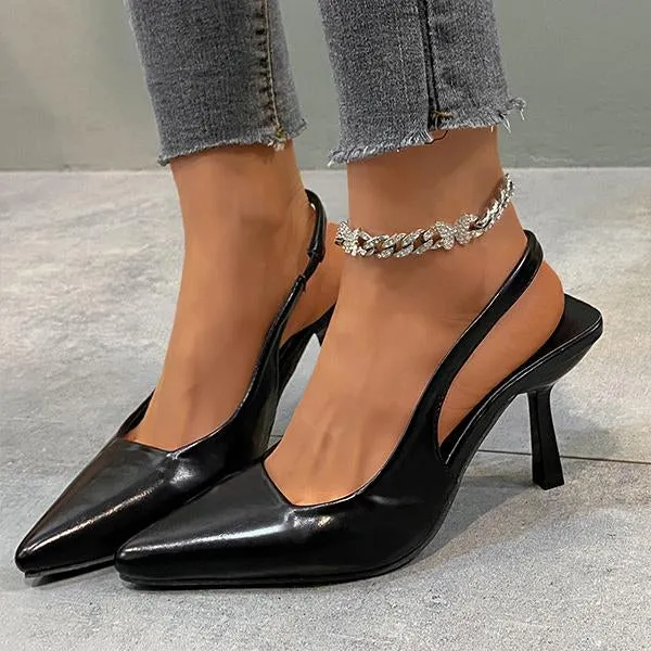 Women's Sexy Leopard Pointed Toe Stiletto Sandals 91124654S