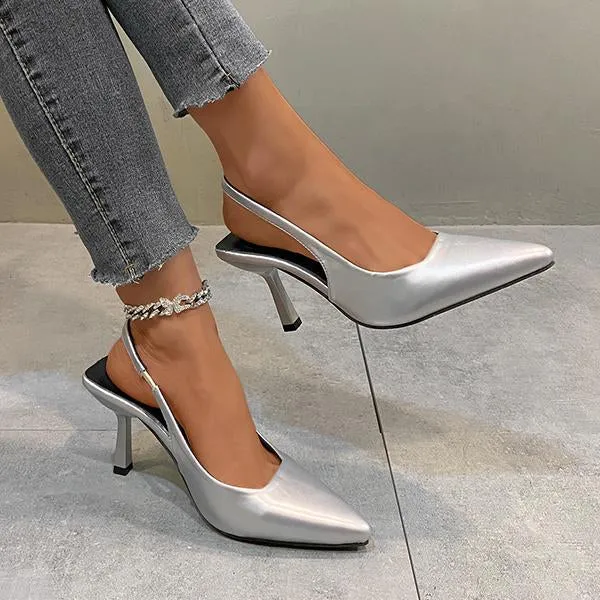 Women's Sexy Leopard Pointed Toe Stiletto Sandals 91124654S