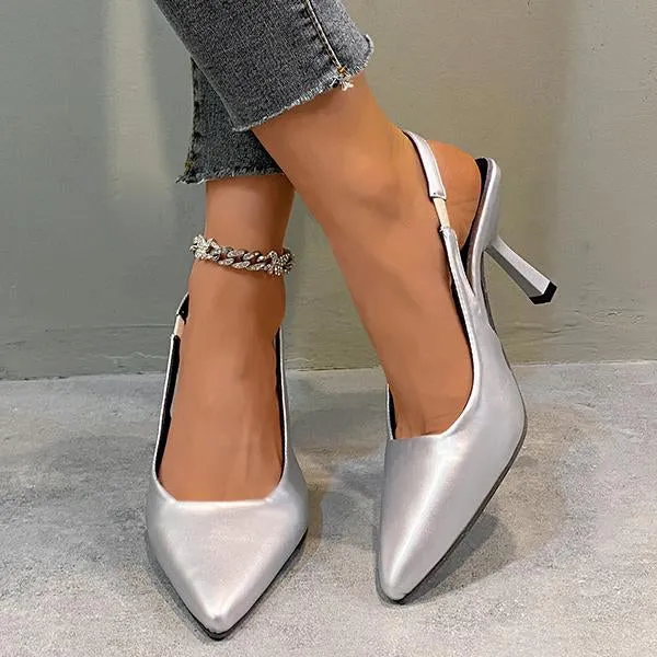 Women's Sexy Leopard Pointed Toe Stiletto Sandals 91124654S