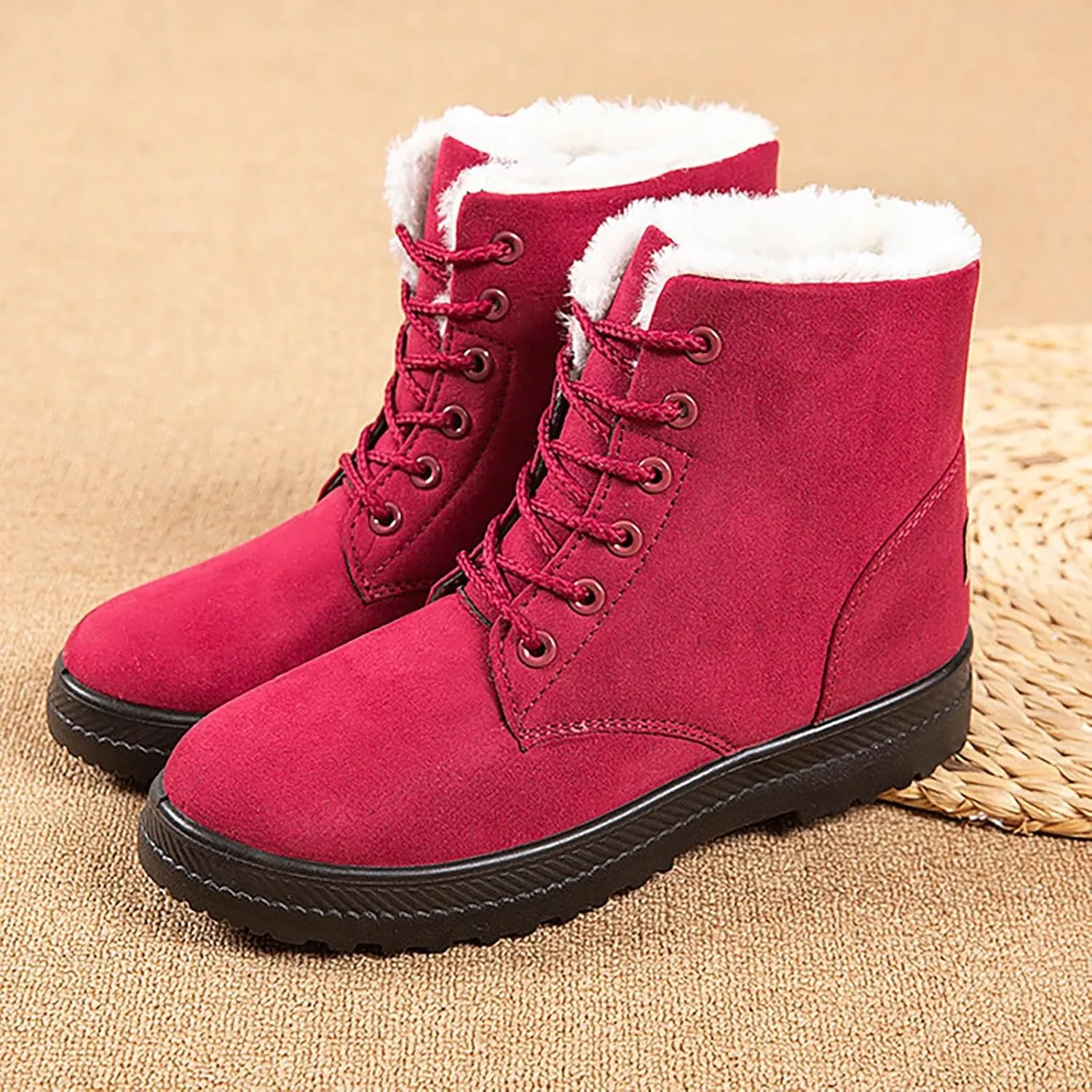 Womens Snow Boots Size Heel Women's Boots Breathable Fashion Round Head Chunky Heel Women's on Snow Boots for Women