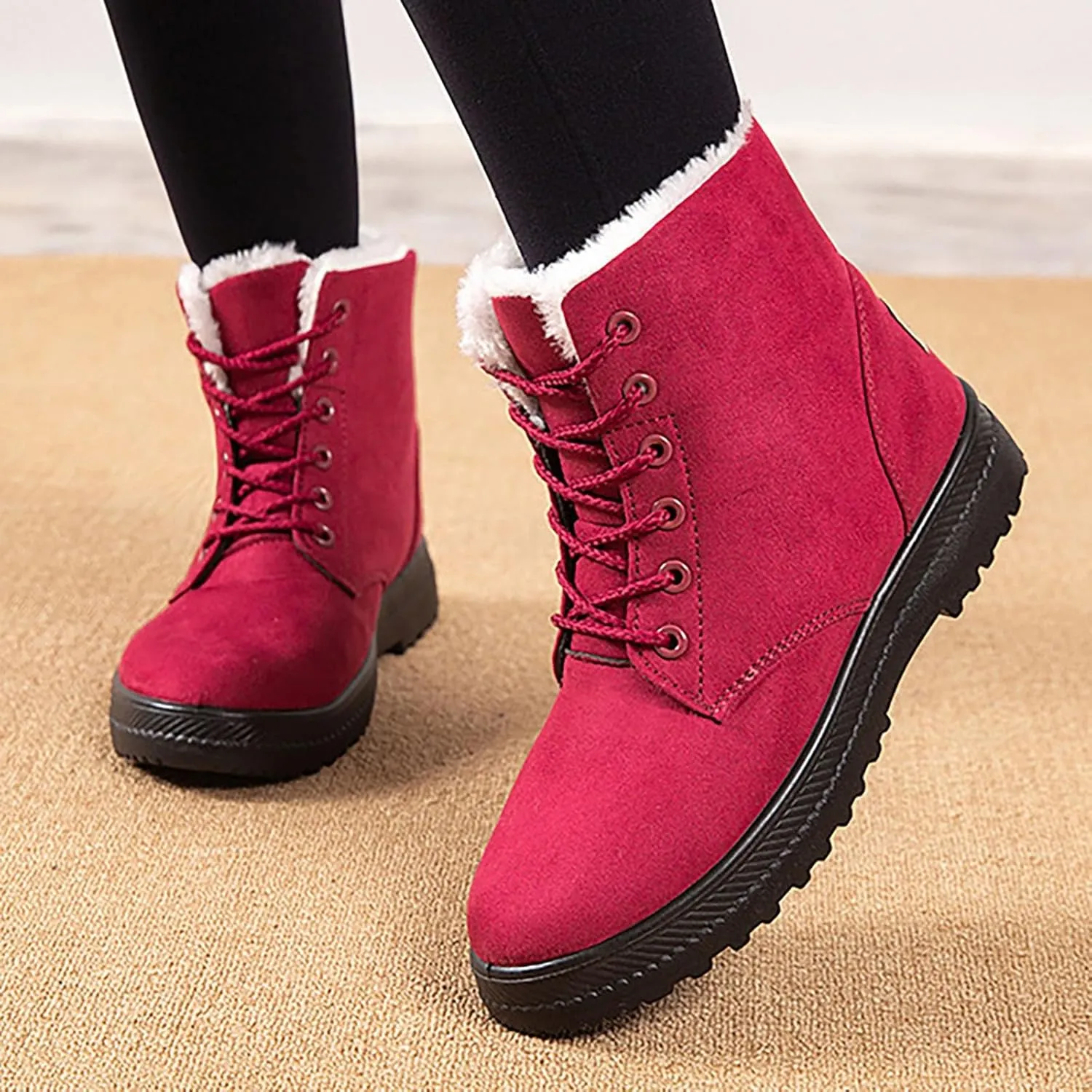 Womens Snow Boots Size Heel Women's Boots Breathable Fashion Round Head Chunky Heel Women's on Snow Boots for Women