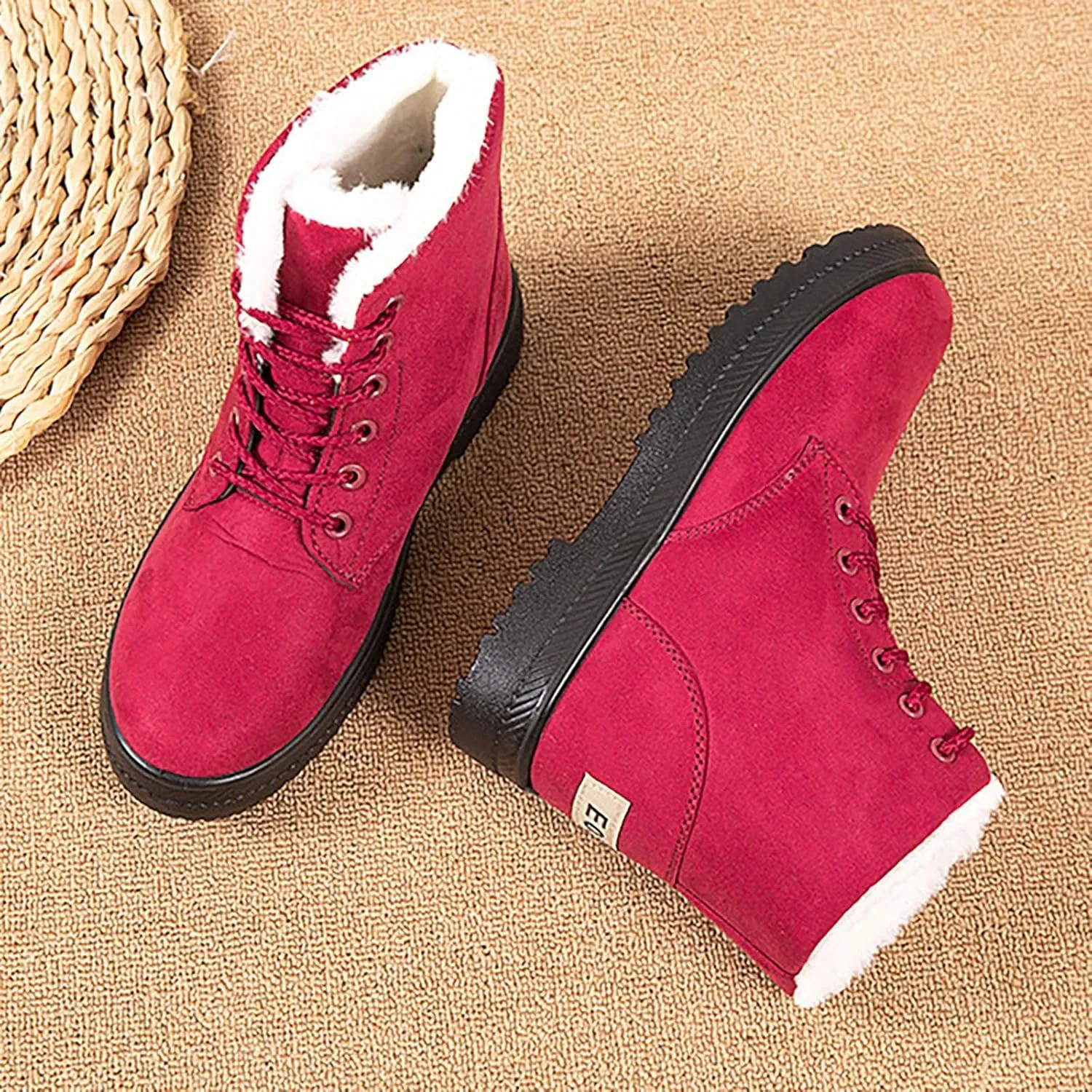 Womens Snow Boots Size Heel Women's Boots Breathable Fashion Round Head Chunky Heel Women's on Snow Boots for Women