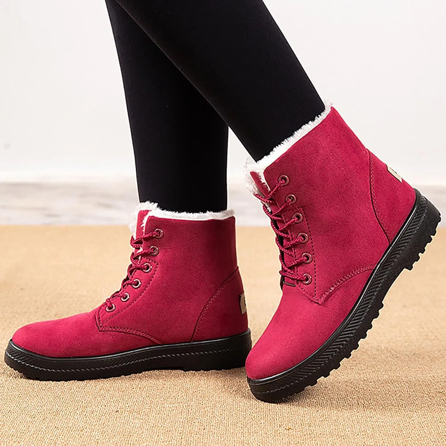 Womens Snow Boots Size Heel Women's Boots Breathable Fashion Round Head Chunky Heel Women's on Snow Boots for Women