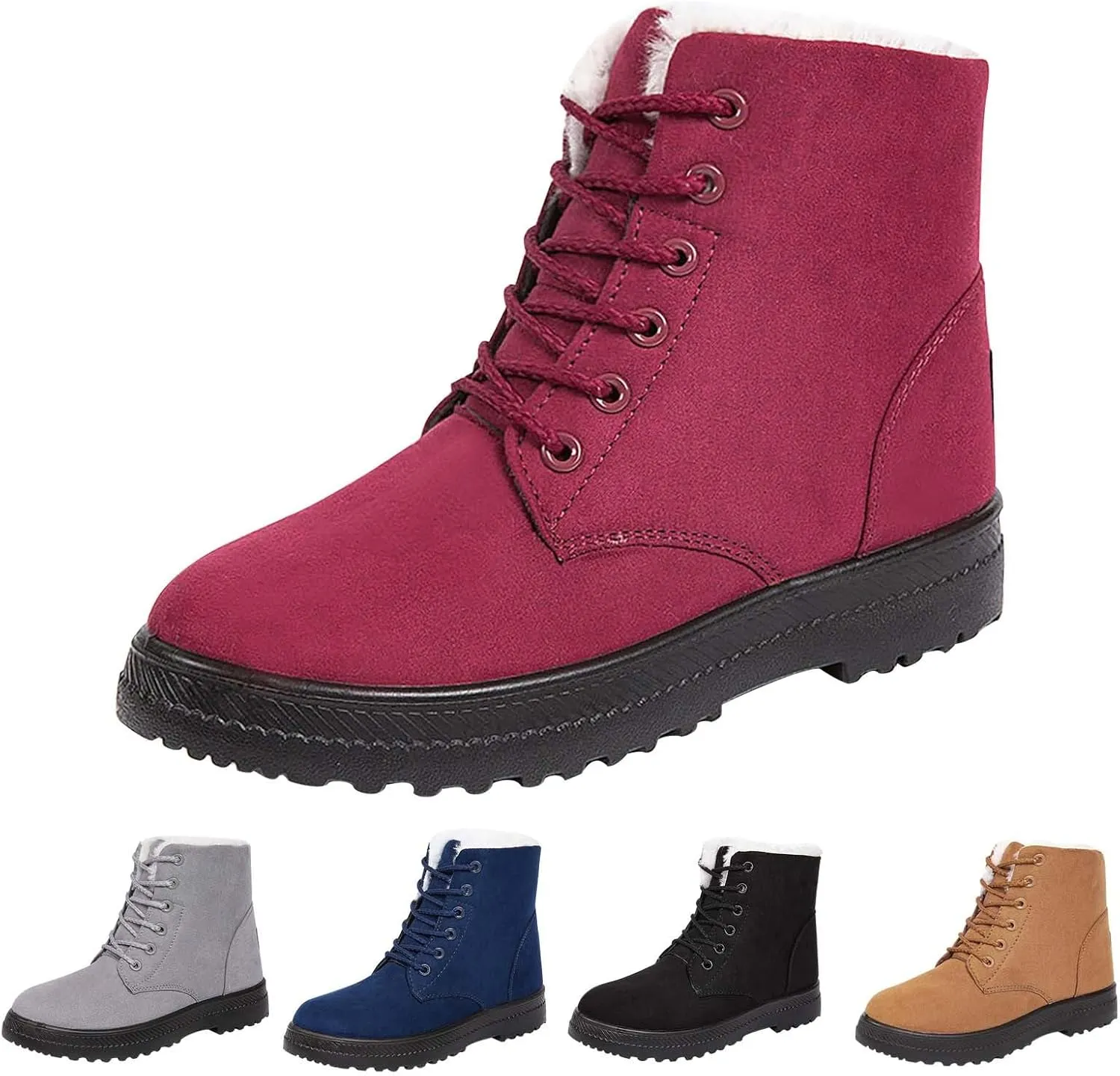 Womens Snow Boots Size Heel Women's Boots Breathable Fashion Round Head Chunky Heel Women's on Snow Boots for Women