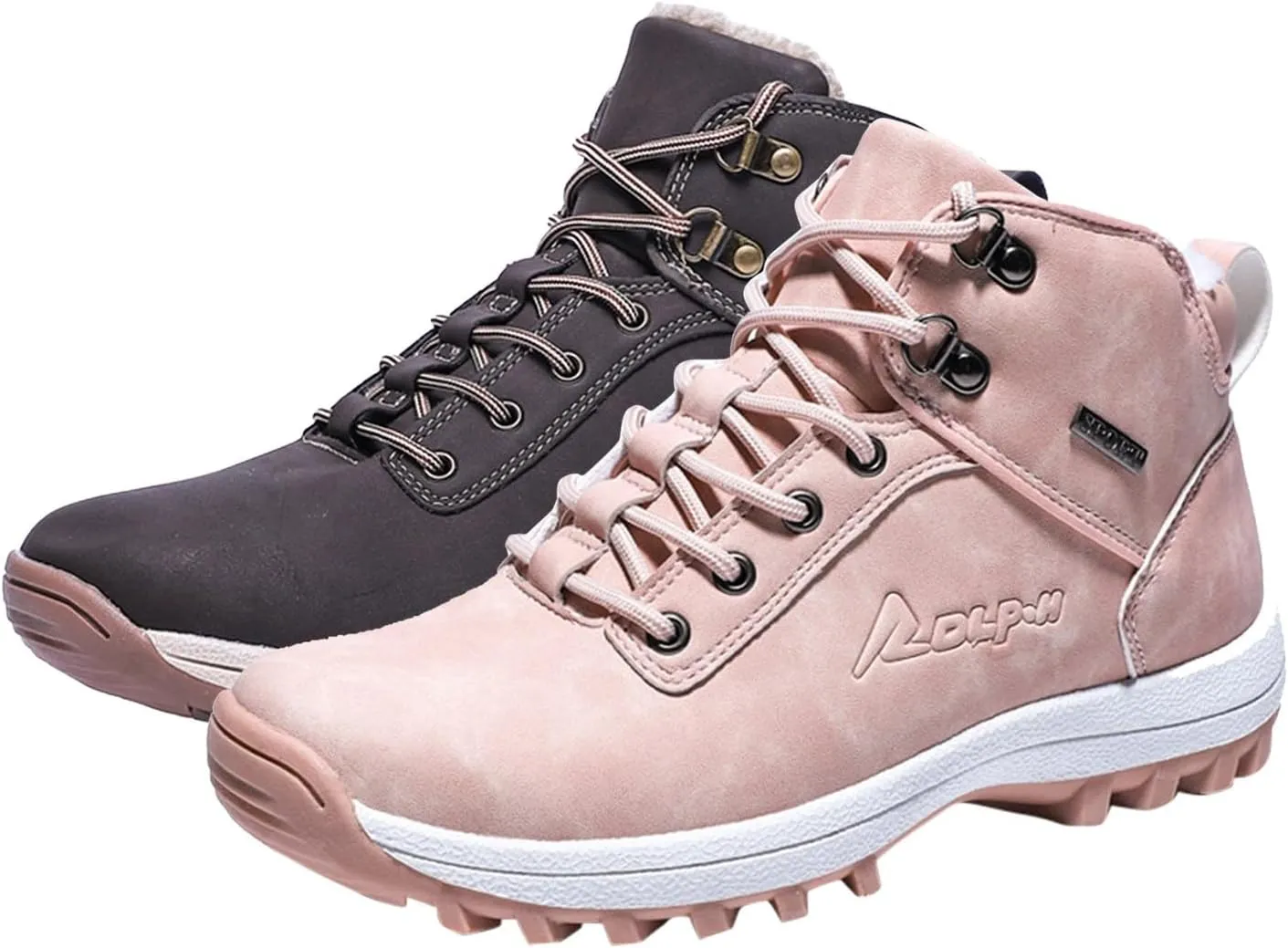 Womens Snow Boots Waterproof Furry Lined Warm Winter Boots Lace Up Sneakers Cold Weather Anti-Slip Ankle Boots Classic Slip on Ladies Hiking Walking Shoes Sneakers