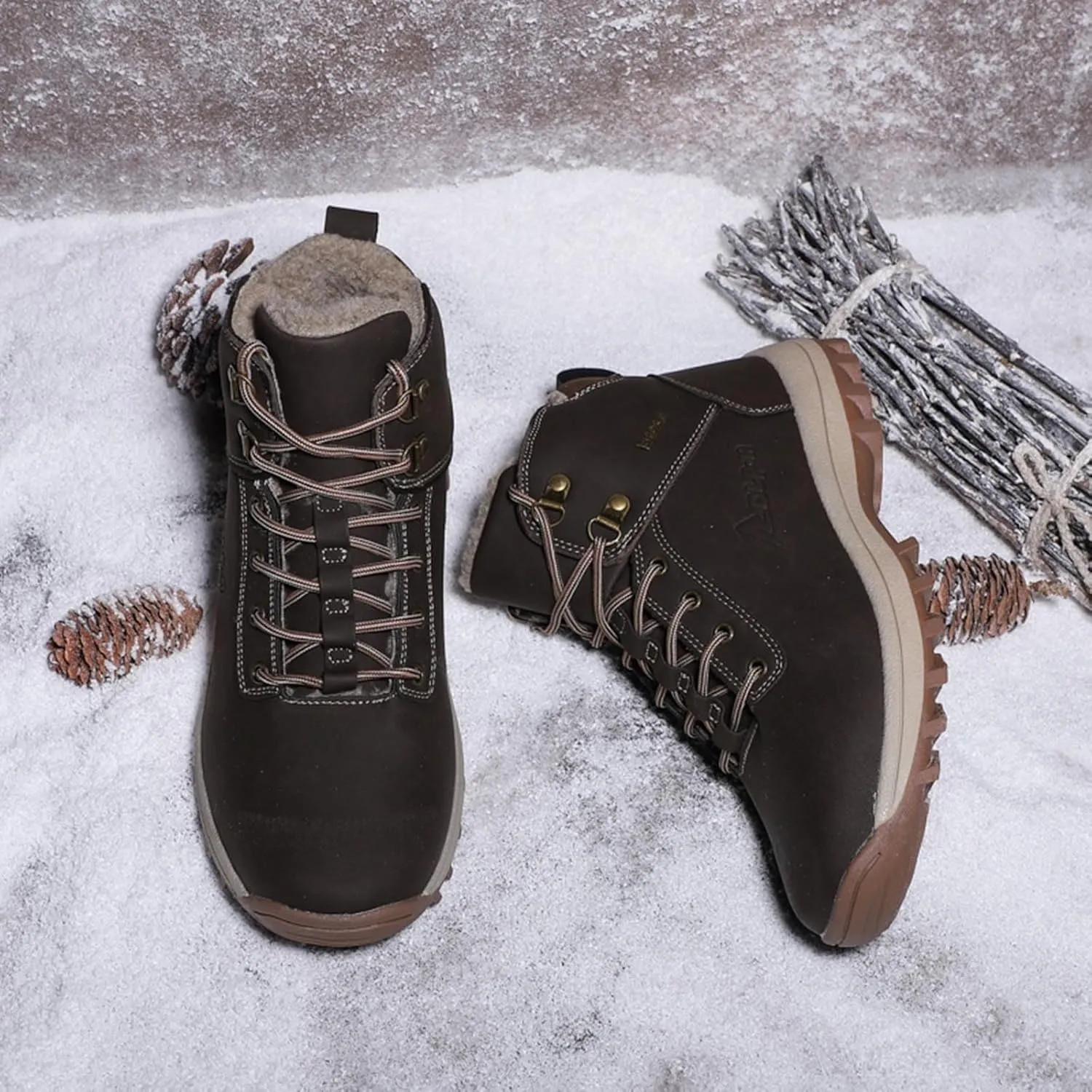 Womens Snow Boots Waterproof Furry Lined Warm Winter Boots Lace Up Sneakers Cold Weather Anti-Slip Ankle Boots Classic Slip on Ladies Hiking Walking Shoes Sneakers