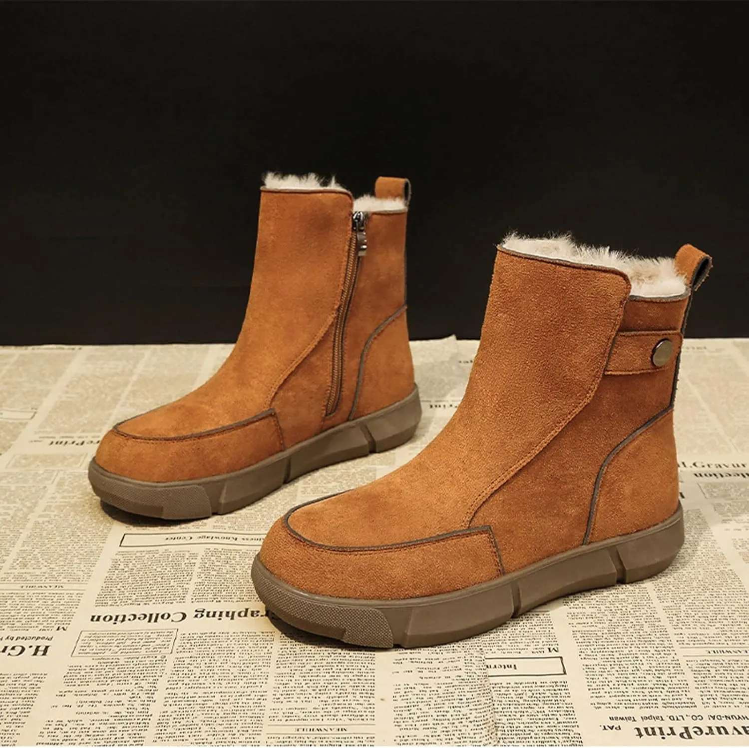 Womens Snow Boots Waterproof Warm Fur Lined Winter Hiking Boot Womens Boots Winter Ankle Winter Boots Womens Snow Boots Waterproof Calf Botas De Nieve Para Mujer Sin Cordones